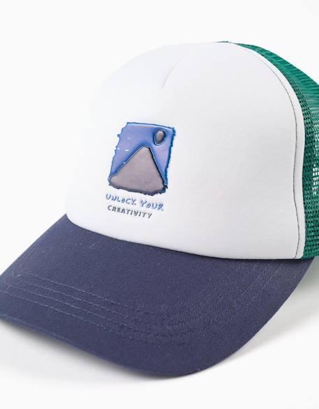 Casquette en coton avec imprimé creativity Bleu 2 - vertbaudet enfant 