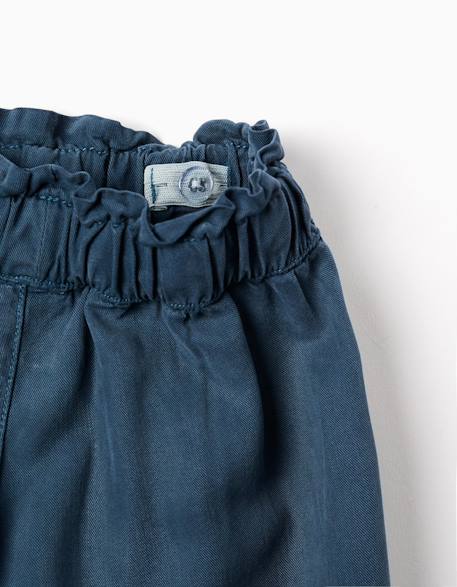 Pantalon en lyocell à jambe large et taille élastique Bleu foncé 3 - vertbaudet enfant 
