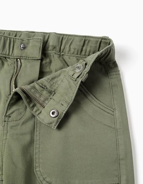 Pantalon baggy en sergé avec poches Vert foncé 3 - vertbaudet enfant 