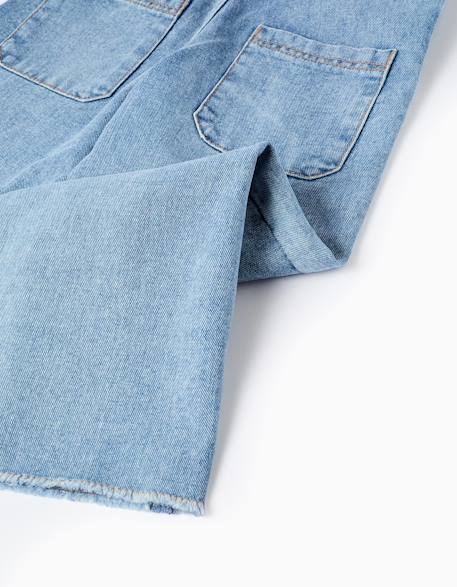 Salopette en jean large à ourlets effilochés Bleu 4 - vertbaudet enfant 