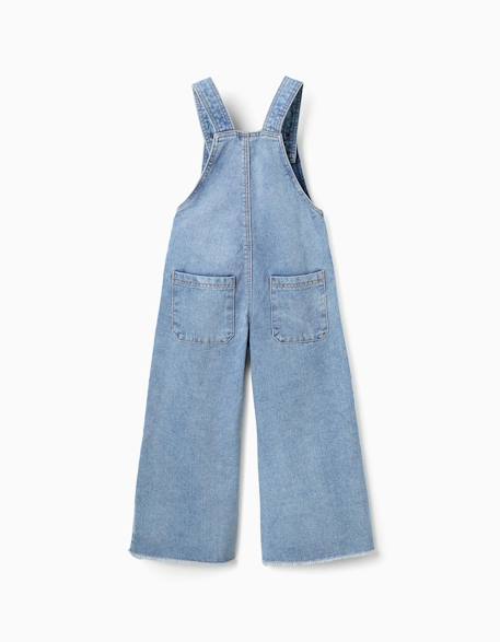 Salopette en jean large à ourlets effilochés Bleu 2 - vertbaudet enfant 
