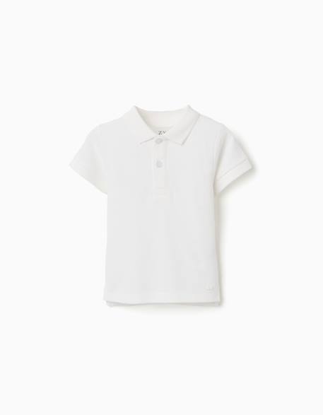 Polo en coton, à manches courtes, boutons Blanc+Bleu+Jaune clair+Orange sombre 1 - vertbaudet enfant 