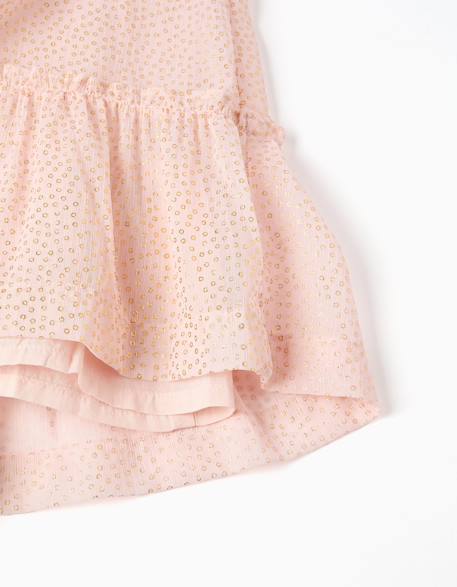 Robe en crêpe à volants et lurex Rose clair 4 - vertbaudet enfant 