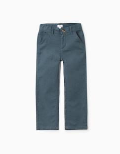 -Pantalon chino à coupe droite en lin et coton