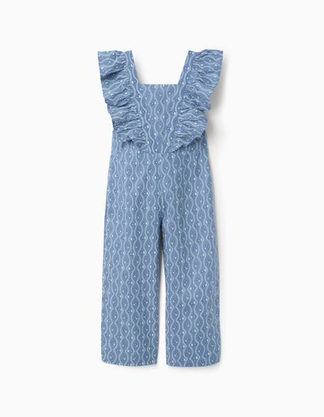 Combinaison en coton à volants et motif floral Bleu 4 - vertbaudet enfant 