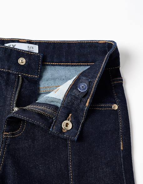 Jean à coupe droite avec couture à l'avant Bleu foncé 3 - vertbaudet enfant 