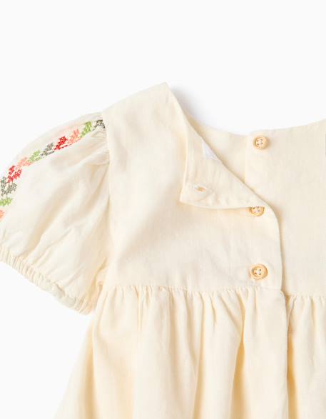 Robe en lin avec broderie + bloomer Beige 4 - vertbaudet enfant 