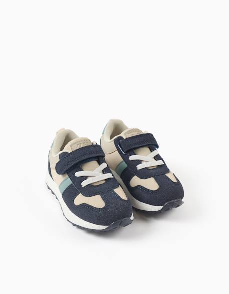 Baskets bi-matière avec bride à scratch Beige clair 2 - vertbaudet enfant 