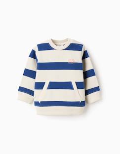 -Sweat en coton rayé avec poche kangourou