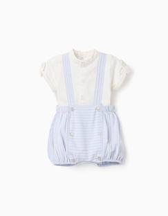 -Ensemble body + short à rayures en coton