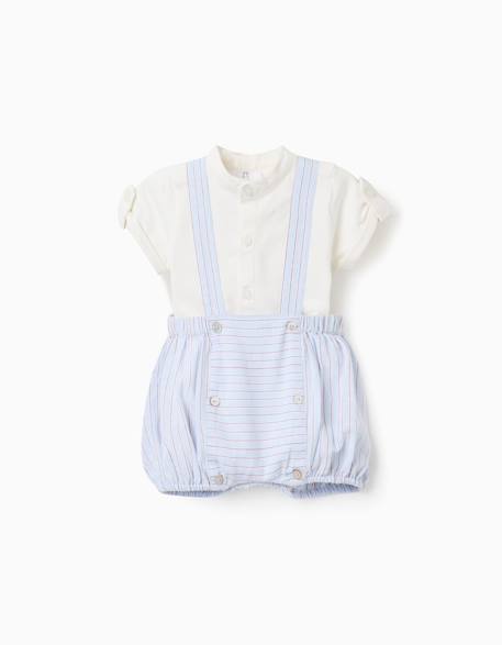 Ensemble body + short à rayures en coton Rouge foncé 1 - vertbaudet enfant 