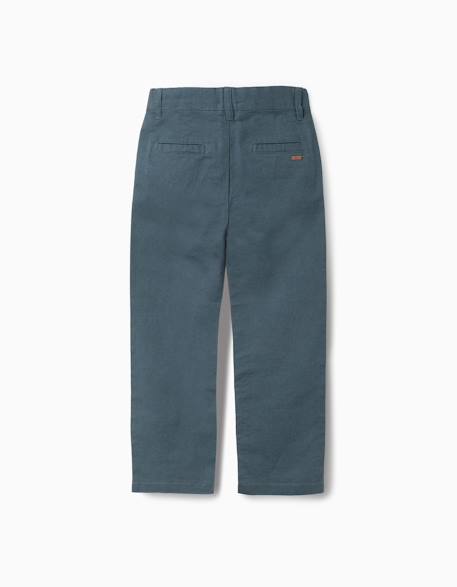 Pantalon chino à coupe droite en lin et coton Bleu foncé 3 - vertbaudet enfant 