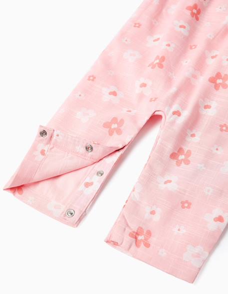Combinaison en coton à fleurs et volants Rose clair 4 - vertbaudet enfant 
