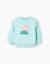 Sweat en coton avec imprimé floral et volants Bleu clair 1 - vertbaudet enfant 