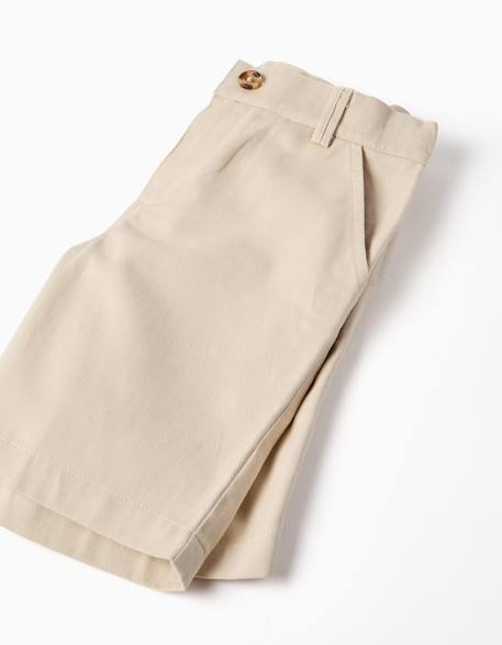 Ensemble chemise à manches courtes et short en coton Beige clair 4 - vertbaudet enfant 