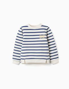 -Sweat en coton à rayures et broderie