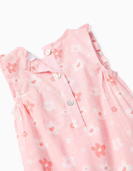 Combinaison en coton à fleurs et volants Rose clair 3 - vertbaudet enfant 