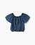 Blouse en lyocell avec col et taille élastiques Bleu foncé 1 - vertbaudet enfant 