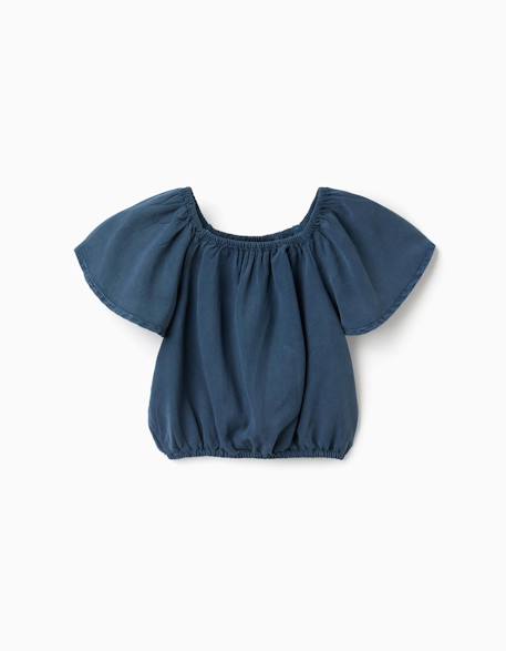 Fille-Blouse en lyocell avec col et taille élastiques