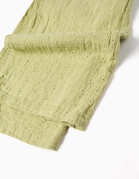 Combinaison en coton à jambe large et broderie anglaise Beige clair+Vert clair 8 - vertbaudet enfant 