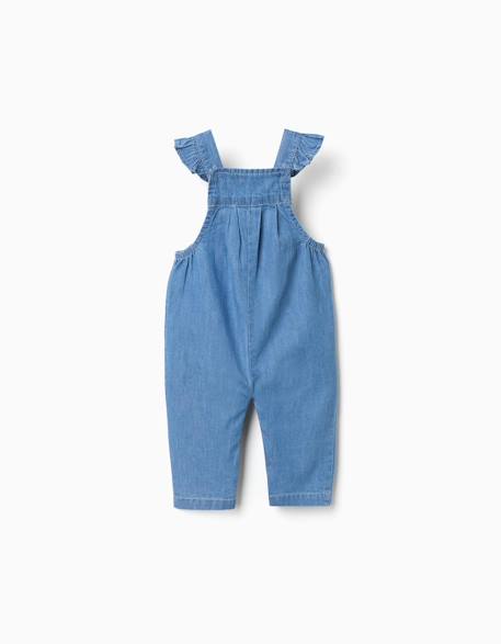 Combinaison en jean avec fleurs brodées Bleu 2 - vertbaudet enfant 