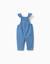 Combinaison en jean avec fleurs brodées Bleu 2 - vertbaudet enfant 