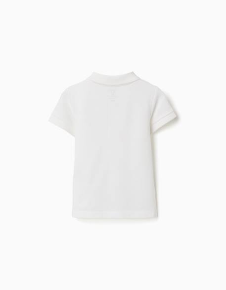 Polo en coton, à manches courtes, boutons Blanc+Bleu+Jaune clair+Orange sombre 2 - vertbaudet enfant 