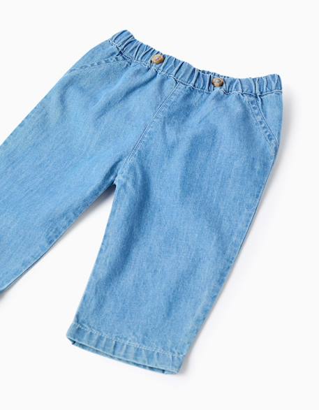 Jean en coton avec taille élastique Bleu 3 - vertbaudet enfant 