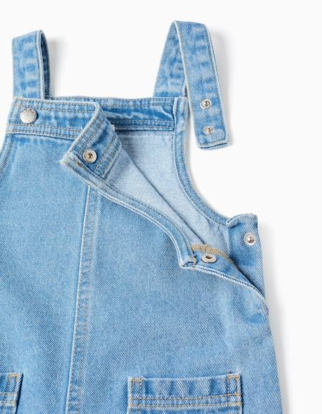 Salopette en jean à jambe large et poches Bleu clair 3 - vertbaudet enfant 