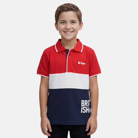 Polo manches courtes garçon imprimé Bleu+Marine+Noir+Rouge 19 - vertbaudet enfant 