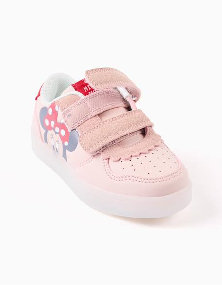 Baskets bi-matière lumineuses avec minnie Rose clair 2 - vertbaudet enfant 
