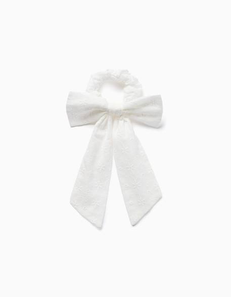 Bébé-Accessoires-Accessoires cheveux-Chouchou avec nœud en broderie anglaise