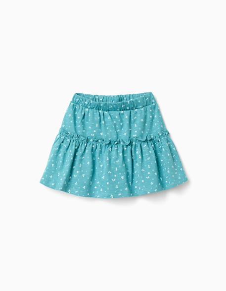 Fille-Jupe-short en coton à motif floral et volants
