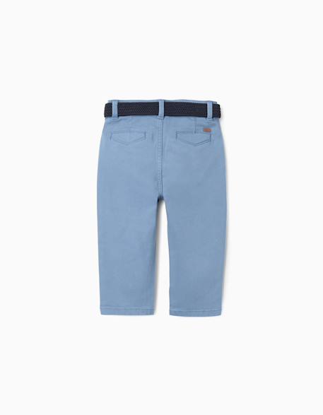 Pantalon chino slim en sergé avec ceinture Bleu+Rouge foncé 2 - vertbaudet enfant 