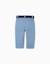 Pantalon chino slim en sergé avec ceinture Bleu+Rouge foncé 2 - vertbaudet enfant 