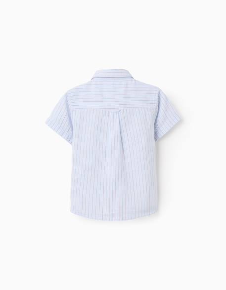 Chemise en coton à manches courtes et rayures Rouge foncé 2 - vertbaudet enfant 