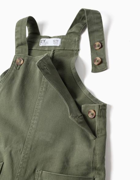 Salopette en sergé avec poches cargo Vert foncé 3 - vertbaudet enfant 
