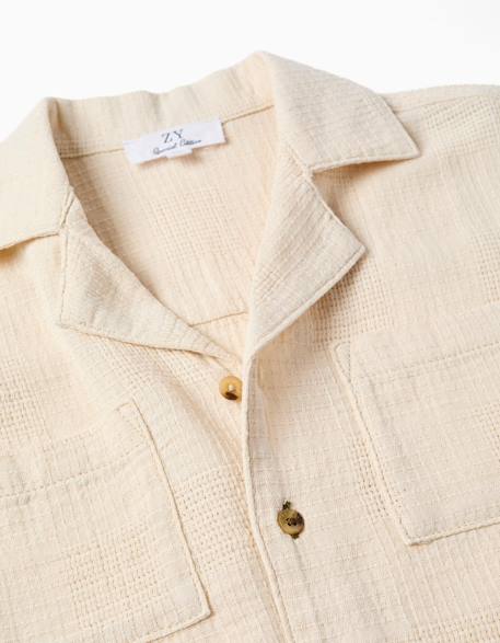 Chemise en coton avec poches poitrine Blanc 3 - vertbaudet enfant 