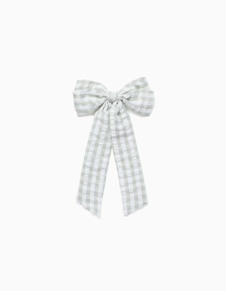 Barrette à cheveux avec nœud vichy b&s Vert clair 1 - vertbaudet enfant 