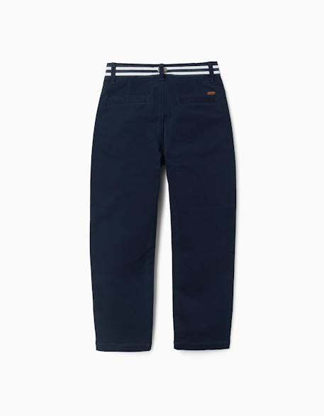Pantalon chino slim en sergé avec bande rayée Beige clair+Bleu 6 - vertbaudet enfant 
