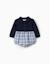 Combinaison bi-matière en coton et à carreaux b&s Bleu foncé 1 - vertbaudet enfant 