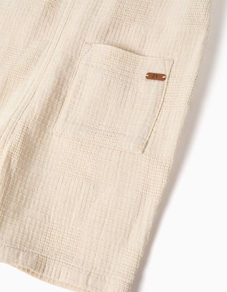 Salopette en coton dobby avec poches Blanc 4 - vertbaudet enfant 