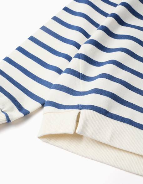 Sweat en coton à rayures et broderie Blanc 4 - vertbaudet enfant 