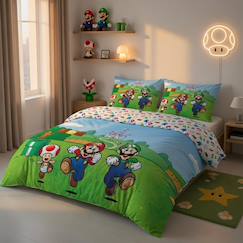Linge de maison et décoration-Linge de lit enfant-Housse de couette super mario coton