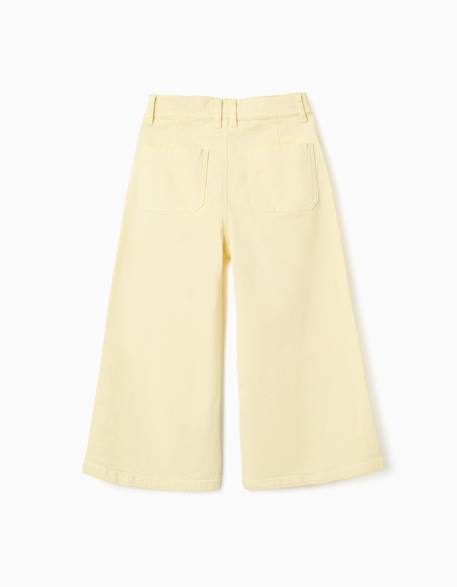 Pantalon en sergé de coton à jambe large Blanc+Jaune clair 6 - vertbaudet enfant 