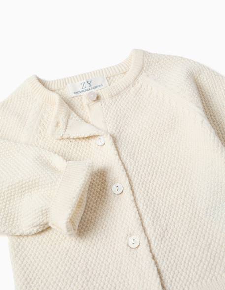 Cardigan en maille de coton à point de lien b&s Beige clair 3 - vertbaudet enfant 