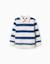 Sweat en coton rayé avec col polo Bleu foncé 2 - vertbaudet enfant 