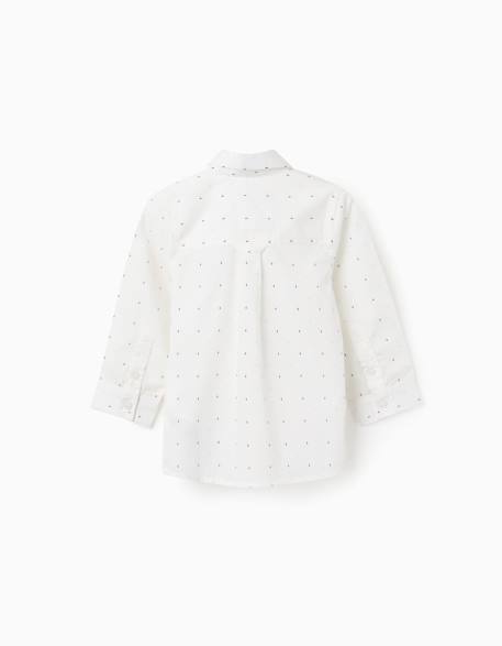 Chemise en popeline à manches longues et motif Blanc 2 - vertbaudet enfant 