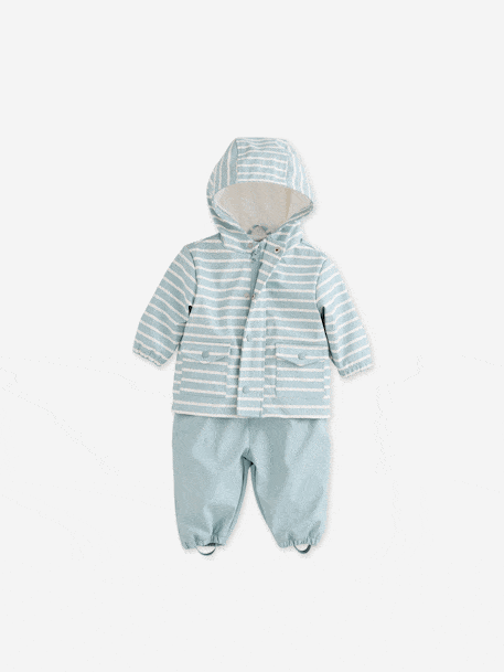 Ensemble pluie bébé garçon ciré et pantalon bleu grisé 1 - vertbaudet enfant 