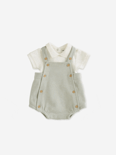 Ensemble 2 pièces barboteuse body bébé vert sauge 8 - vertbaudet enfant 
